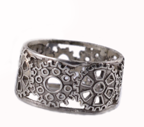 Silver gears ring