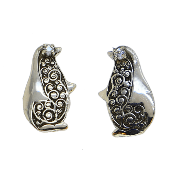 Adorable Penguin Silver Earrings