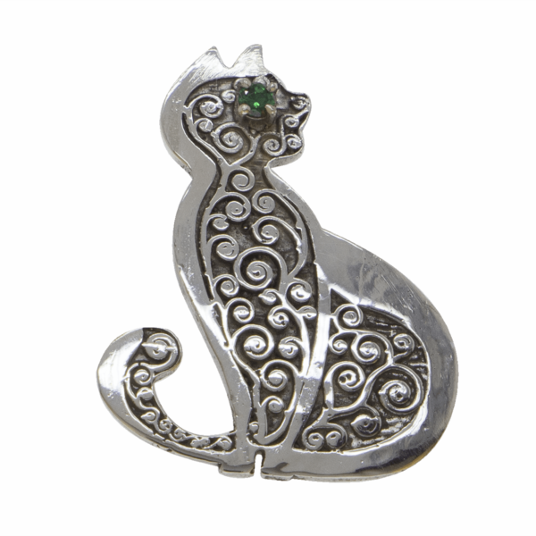 Elegant Cat Silver Pendant