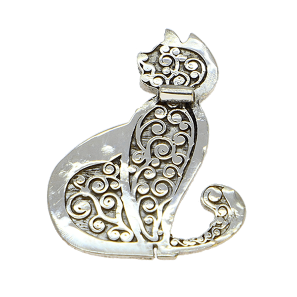 Elegant Cat Silver Pendant